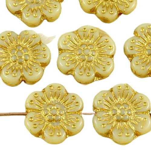 10pcs opaque beige or patine de lavage à plat monnaie rond anémone fleur soleil focal pendentif hall sku-35809