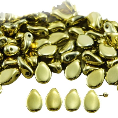 60pcs metallic gold pip preciosa fleur plat de pétales verre tchèque perles 5mm x 7mm sku-33752