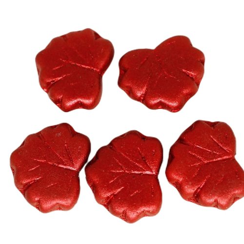 12pcs mat de lave rouge métallique la feuille d'érable à plat sculpté tchèque perles verre 11 mm x 1 sku-248955