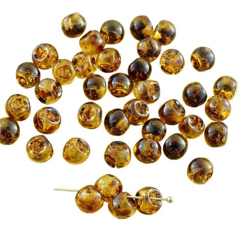30pcs picasso cristal jaune champignon bouton de verre tchèque perles 6mm x 5mm sku-30334