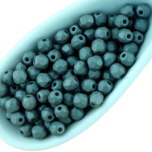 100pcs asphalte gris soie mat ronde à facettes feu poli petite entretoise de verre tchèque perles 3m sku-33021