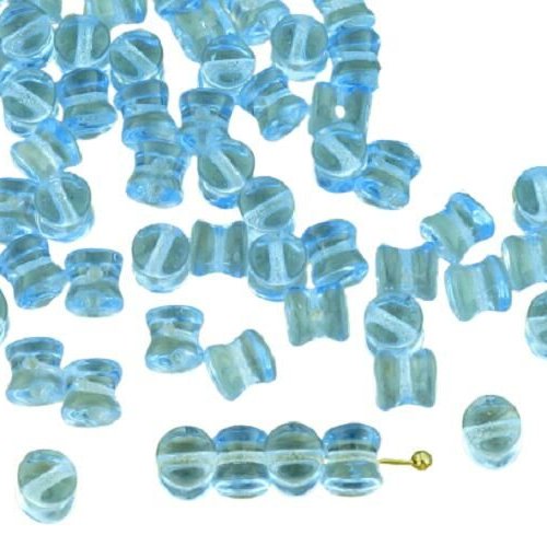 60pcs léger en cristal de saphir bleu clair pellet preciosa diablo dogbone tchèque perles verre 4mm  sku-32524
