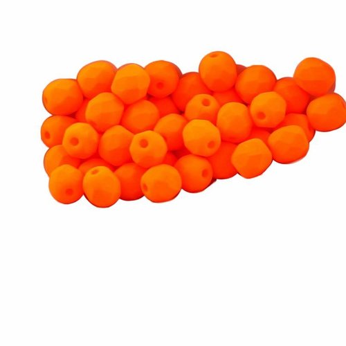 100pcs uv active neon orange mat halloween ronde verre tchèque perles à facettes feu poli petite ent sku-29010