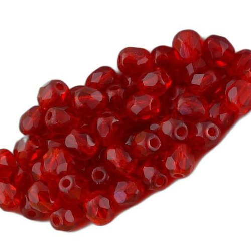 100pcs cristal rouge rubis clair ronde à facettes feu poli petite entretoise halloween tchèque perle sku-33130