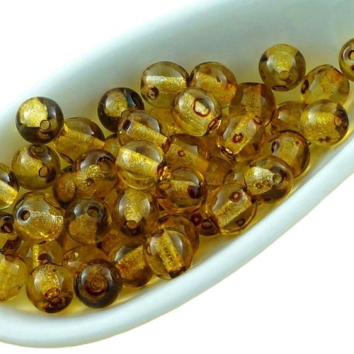 100pcs picasso brun jaune cristal rond druk verre tchèque pressé perles de petite entretoise 4mm sku-31182
