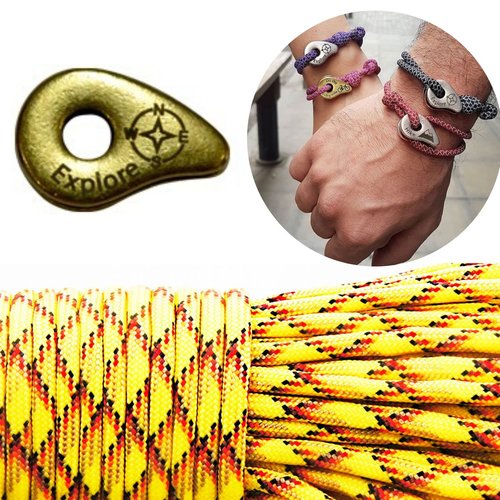 1 diy bracelet kraftika jaune rouge rayé explorer laiton antique plaqué métal zamak paracord des sur sku-260013