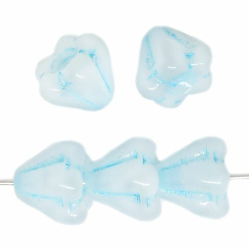 30 pièces blanc opale bleu patine cloche bébé petites casquettes perles de fleurs bohème verre tchèq sku-614815