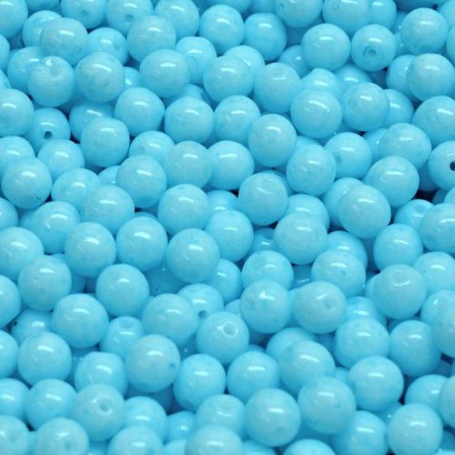 100pcs bleu round pressé petit spacer round beads de verre 4mm sku-981048