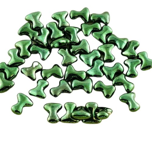 Nouvelle forme 40pcs tee perles lustre vert verre tchèque de preciosa un trou entretoise proue l'os  sku-30250