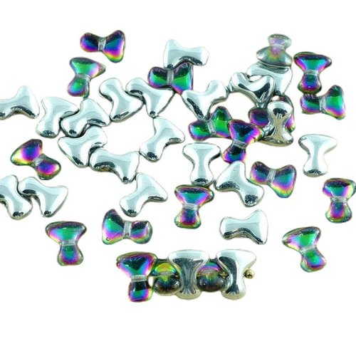 Nouvelle forme 40pcs tee perles en cristal d'argent dichroïque vitrail vert verre tchèque de precios sku-30262