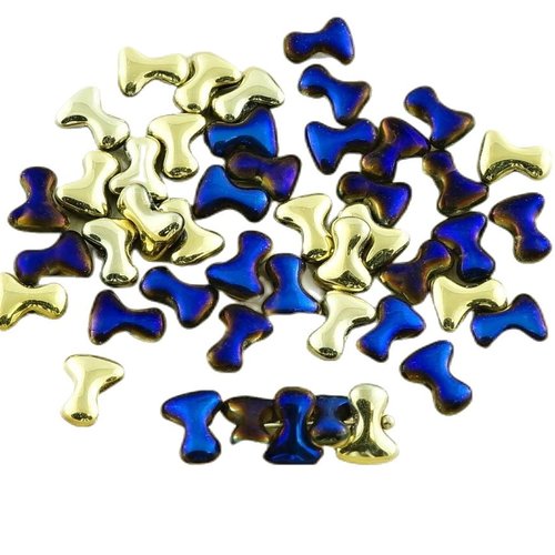 Nouvelle forme 40pcs tee perles métalliques californie bleu verre tchèque de preciosa un trou entret sku-30265