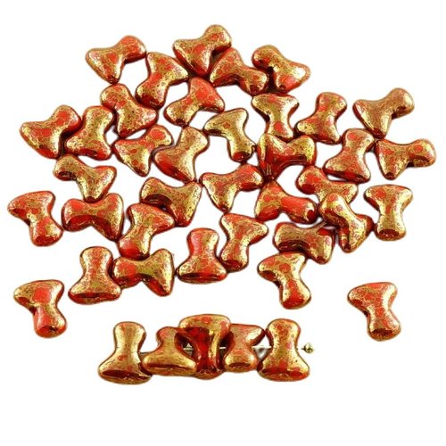 Nouvelle forme 40pcs tee perles opaques de corail rouge bronze terre cuite verre tchèque preciosa un sku-30291