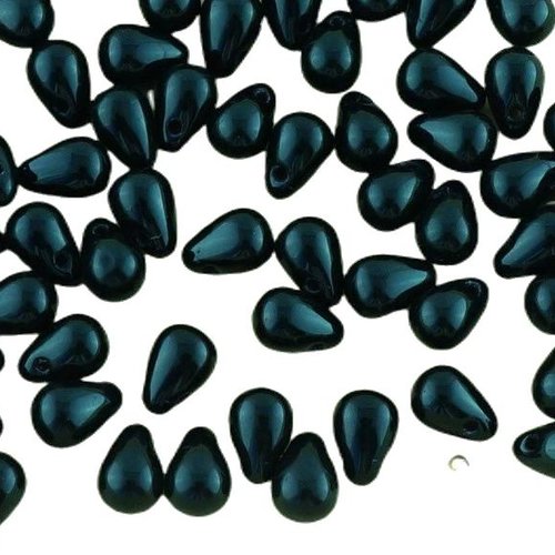 40pcs opaque noir de jais petite larme verre tchèque perles 4 mm x 6 sku-32922
