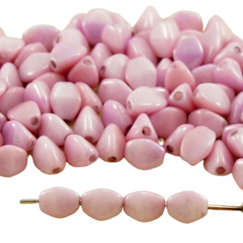 60pcs opaque valentine rose lustre pincée bicone à facettes entretoise tchèque perles de verre 5mm sku-32090