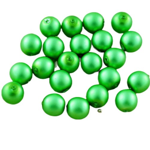 20pcs mat vert imitation de perles verre tchèque rondes 8mm sku-29118