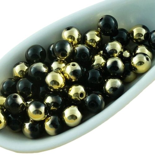 100pcs metallic or noir opaque demi tour druk verre tchèque pressé perles de petite entretoise 4mm sku-31189