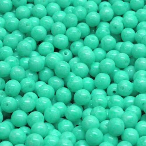 100pcs turquoise green round pressé petit spacer round beads de verre 4mm sku-981049