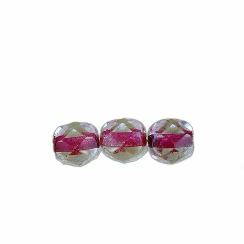 40pcs cristal de rubis du vin rouge bordée ronde à facettes feu poli entretoise verre tchèque perles sku-33236