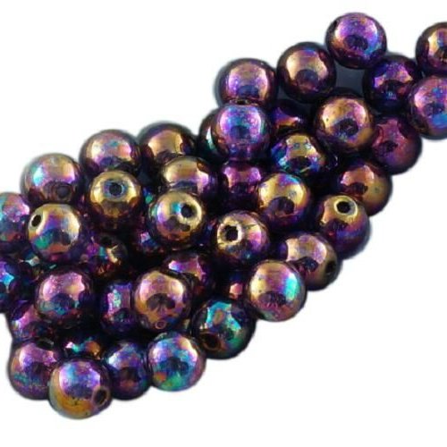 100pcs métallique iris vega violet lustre rond druk verre tchèque pressé perles de petite entretoise sku-31170