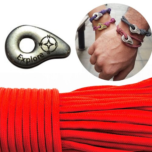 1 diy bracelet kraftika rouge explorer 999 argent antique plaqué métal zamak paracord des survie mes sku-259917