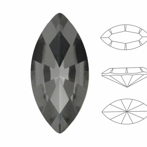 6pcs izabaro crystal black diamond 215 navette fancy stone glass crystal oval leaf petal 4228 izabar sku-574561