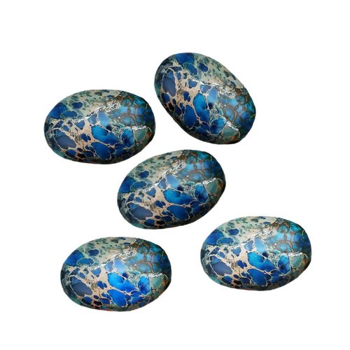 1 pc violet bleu argent ovale en forme de dôme impression jaspe pierre gemme naturelle cabochons 18m sku-42380