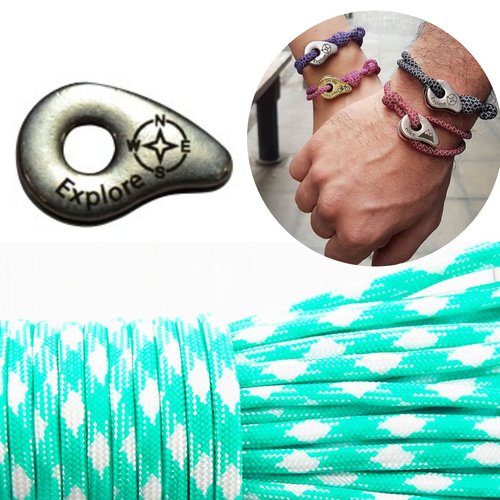 1 diy bracelet kraftika blanc turquoise vert rayé explorer 999 argent antique plaqué métal zamak par sku-259922