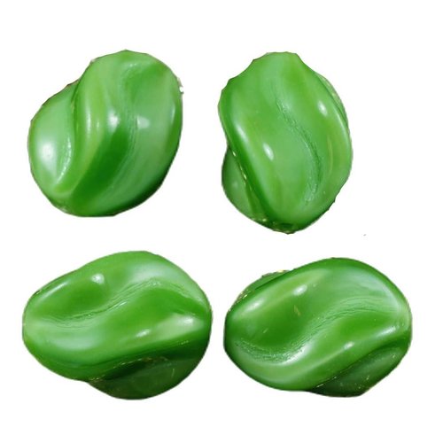 Grand opaque satin vert verre tchèque agité perles ovales de 15mm x 12mm 6pcs sku-21504