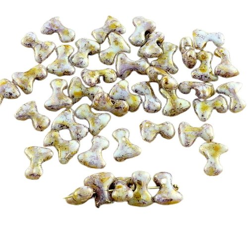 Nouvelle forme 40pcs tee perles blanc violet bronze en fusion picasso verre tchèque de preciosa un t sku-30237