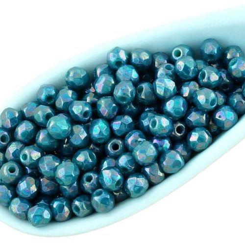 100pcs nébuleuse pourpre opaque turquoise green ronde à facettes feu poli petite entretoise de verre sku-34569