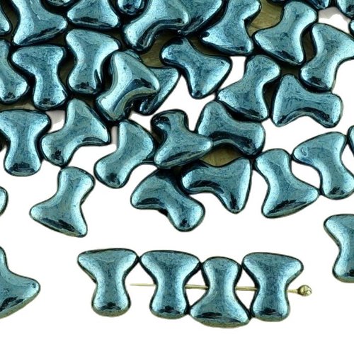 40pcs métallique opaque jet noir argent hématite lustre preciosa té un trou entretoise bow os de ver sku-33657