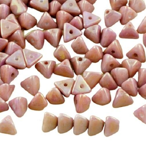 50pcs valentine en or rose lustre demi-verre tchèque grand demi-pincée triangle entretoise de perles sku-31282