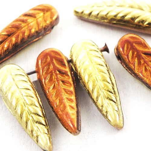 14pcs métallique d'or de la californie ruée bronze moitié sculpté feuilles fleur plume d'aile d'oise sku-38588