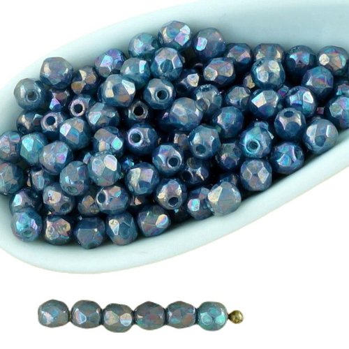 100pcs nébuleuse violet opal aigue-marine vert turquoise ronde à facettes feu poli petite entretoise sku-34572
