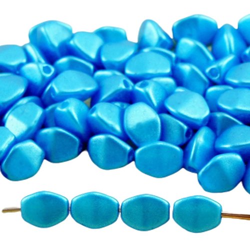 60pcs pearl shine bleu azur pincée bicone à facettes entretoise tchèque perles de verre 5mm sku-32074