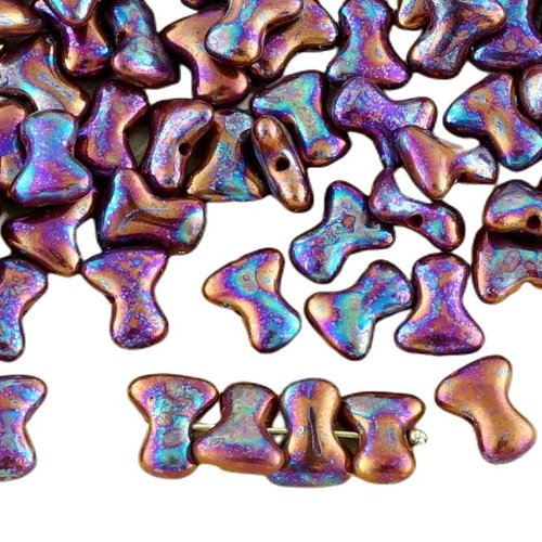 40pcs iris vega violet preciosa té un trou entretoise bow os de verre tchèque perles 8mm x 2mm sku-33679