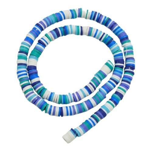 40cm 0.44yard mix couleur bleu blanc turquoise vert perles heishi argile polymère de disque africain sku-689373