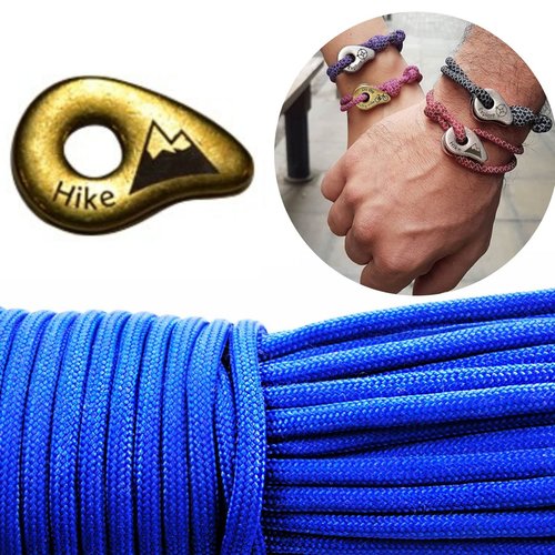 1 diy bracelet kraftika bleu randonnée en laiton antique plaqué métal zamak paracord de survie messa sku-259991