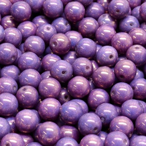 40pcs vega purple luster round bouteilles en verre tchèque 6mm sku-945271
