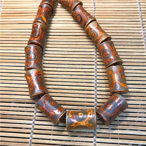 1pc brown orange dzi tibétain tube beads tibétain agate pierre précieuse naturelle grand bracelet fo sku-986652