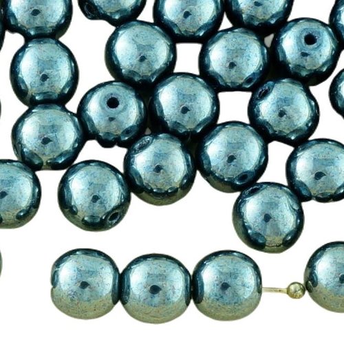 40pcs métallique opaque jet noir argent hématite lustre rond druk entretoise de semences verre tchèq sku-33695