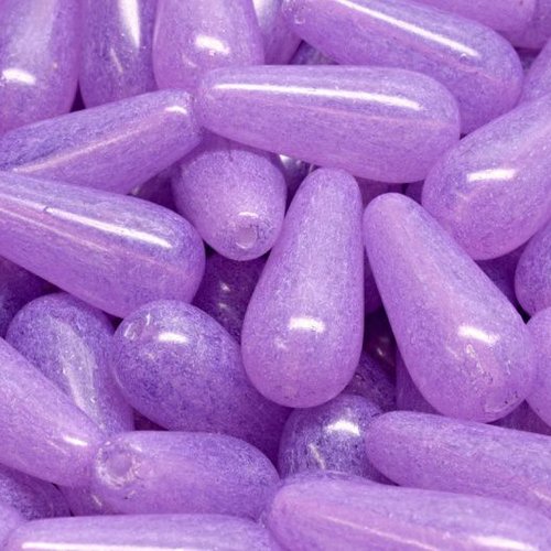 6pcs opal purple long teardrop icicle teardrop beads verre tchèque 9mm x 20mm sku-984234