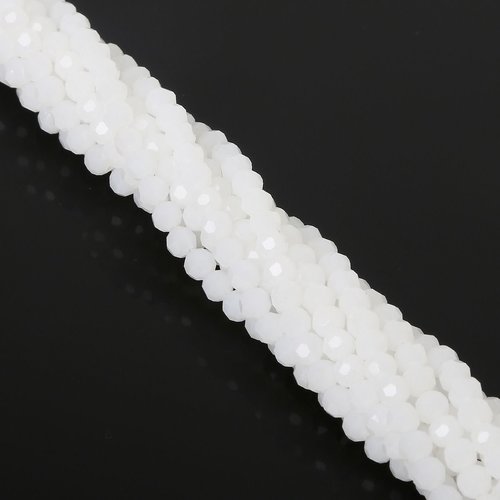 100pcs jade blanc couleur faceté feu verre polier petit espacement round beads 4mm sku-986063