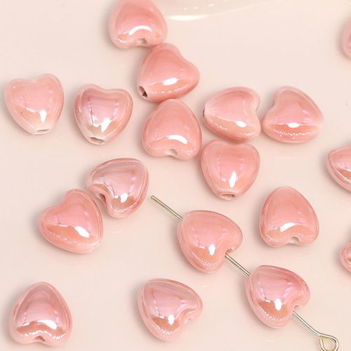 6pcs bijoux de bijoux glace rose porcelaine couleurs cœur spacer cœur varnish 10mm sku-986073