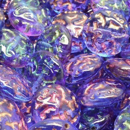 8pcs crystal alaska bleu violet plat sculpté pièce de monnaie tablette rond beads verre tchèque 14mm sku-973069