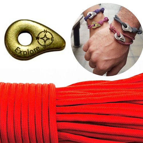 1 diy bracelet kraftika rouge explorer laiton antique plaqué métal zamak paracord des survie message sku-260007