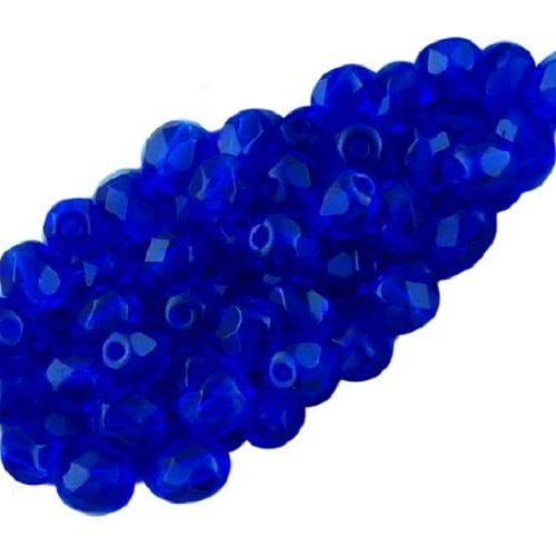 100pcs cristal royal bleu saphir foncé clair ronde à facettes feu poli petite entretoise tchèque per sku-33364