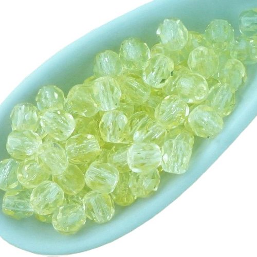 100pcs cristal jaune jonquille clair ronde à facettes feu poli petite entretoise tchèque perles de v sku-33149