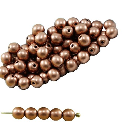100pcs métallique mat bronze cuivre ronde verre tchèque perles de petite entretoise 4mm sku-27257