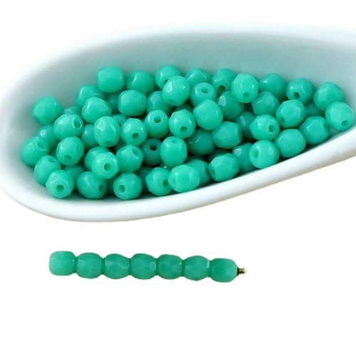 100pcs opaque turquoise green verre tchèque ronde à facettes feu poli perles écarteur 3mm sku-29180